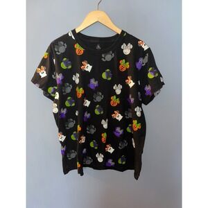 Disney Halloween Minnie Mouse Pumpkin Ghost Bat Spider Print Black T Shirt 2XL